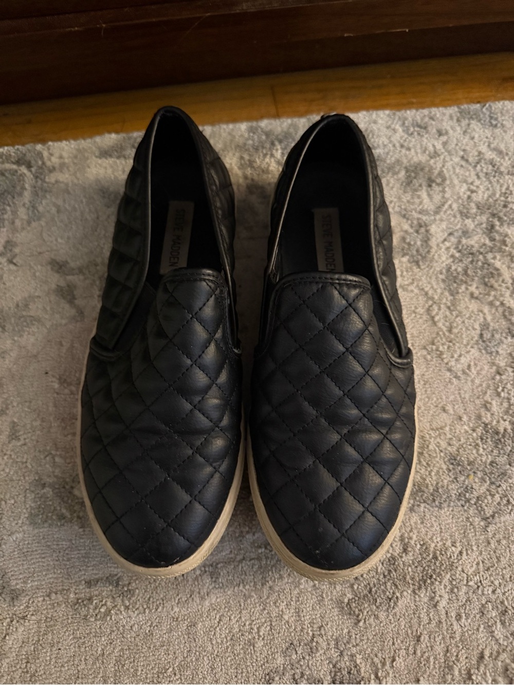 Steve Madden Black Quilted Slip-On Loafers